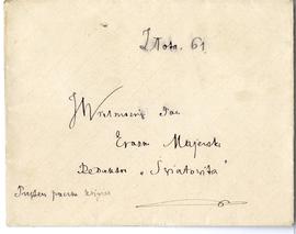 Koperta zaadresowana przez Wiktora Gomulickiego do Erazma Majewskiego (rękopis)  strona 1 (awers)