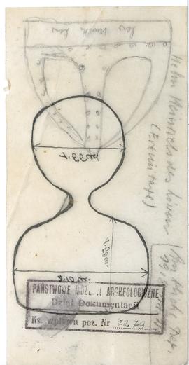 Rysunek Józefa Żurowskiego sporządzony na kalce  strona 2: pieczątka Działu Dokumnetacji PMA