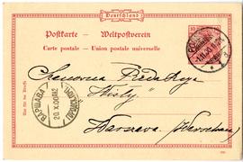 Karta pocztowa od Koehlera do Erazma Majewskiego, strona 1