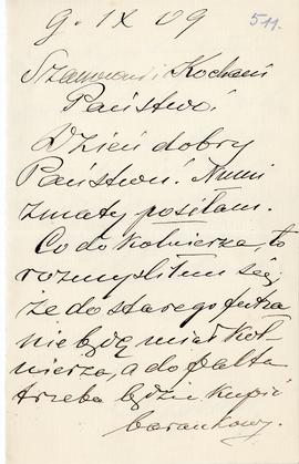 List od Tomasza Fagońskiego do Erazma Majewskiego (rękopis)  strona 1