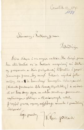 List (rękopis) od J.K. Korwina Piotrowskiego do Erazma Majewskiego