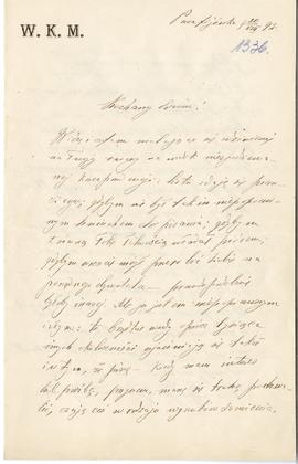 List od Wacława Makaya do Erazma Majewskiego (druk  rękopis)  strona 1