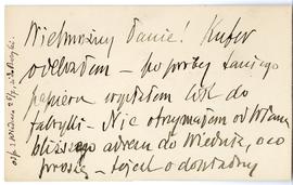 Bilet wizytowy Józefa Łakocińskiego (rękopis)  strona 2