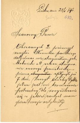 List od Janusza Górskiego do Erazma Majewskiego (rękopis)  strona 1