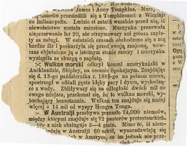 Wycinek prasowy z okresu od 05.10.1885 r.-04.02.1886 r. (w kieszonce tylnej okładki notesu nr 24)...