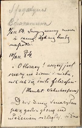 Notes nr 21 z wpisami odręcznymi  Erazma Majewskiego z okresu 01.12.1884 r.-15.05.1885 r.  strona.