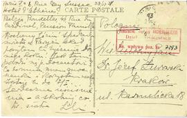 Widokówka z rękopisem listu Lili (siostry) do Józefa Żurowskiego z dnia 23.12.1928 r.  strona 1 (...