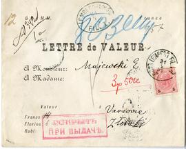 Koperta zaadresowana przez Kwiatkowskiego do Erazma Majewskiego (awers)