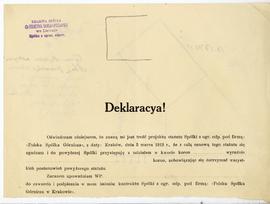 Pakiet archiwaliów w okładkach dot. budowy domu muzealnego. Blankiet deklaracji dot  treści proje...