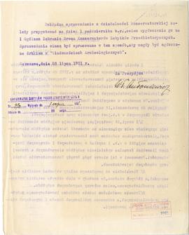 Maszynopis. Pismo Państwowego Grona Konserwatorów Zabytków Przedhistorycznych nr 81/21 z dnia 28 ...