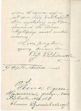 List (rękopis) od Eugeniusza Kulikowskiego do Erazma Majewskiego  strona 2