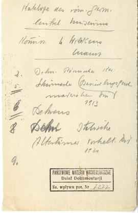 Zespół odręcznych notatek Józefa Żurowskiego (w tym opisy zabytków i zapiski bibliograficzne) wra...
