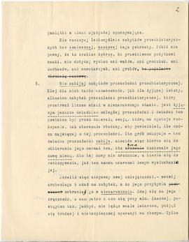 Maszynopis z korektą Erazma Majewskiego. Tytuł pracy: „Dziesięcioro Przykazań archeologiczno-prze...