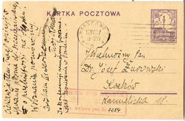 Kartka pocztowa z rękopisem listu Romana Jakimowicza do Józefa Żurowskiego z dnia 12.04.1927 r.  ...