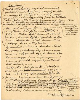 Rękopis Erazma Majewskiego - fragmenty recenzji (wersja 1) pracy J. Rostafińskiego „Średniowieczn...