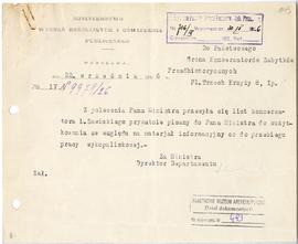 Maszynopis. Pismo Ministerstwa Wyznań Religijnych i Oświecenia Publicznego do Państwowego Grona K...