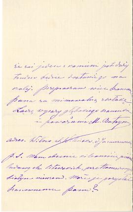 List od Marii Butrymówny do Erazma Majewskiego (rękopis)  strona 2