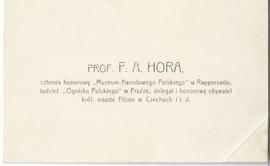 Bilet wizytowy prof. F. A. Hory (druk)  strona 1