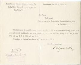 Maszynopis. Pismo Kierownika Państwowego Grona Konserwatorów Zabytków Przedhistorycznych nr 756/V...