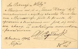 Karta pocztowa od Aleksandra Bydłowskiego do Erazma Majewskiego (rękopis)  strona 2 (rewers)