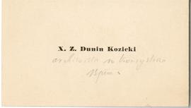 Bilet wizytowy Kozickiego z dopisanymi odręcznie informacjami