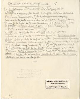 Odręczne notatki pt. "Słownictwo francuskie górnicze" z publikacji J. de Morgan  "...