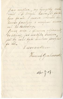 List od Wincentego Grabowskiego do Erazma Majewskiego (rękopis), strona 2