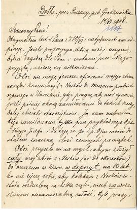 List (rękopis) od Bogusława Kraszewskiego do Erazma Majewskiego  strona 1