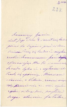 List od Marii Butrymówny do Erazma Majewskiego (rękopis)  strona 1