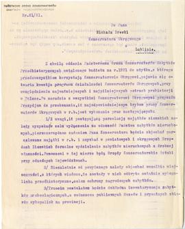 Maszynopis. Pismo Państwowego Grona Konserwatorów Zabytków Przedhistorycznych nr 81/21 z dnia 28 ...