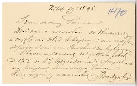 Bilet wizytowy Juliana Maszyńskiego (rękopis)  strona 2