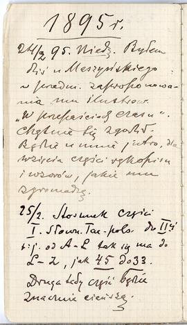 Notes nr  46 z wpisami odręcznymi  Erazma Majewskiego z okresu od 24.02.1895 r.-19.06.1895 r.  st...