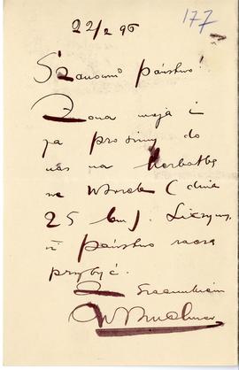 List od Władysława Buchnera do Erazma Majewskiego (rękopis)  strona 1