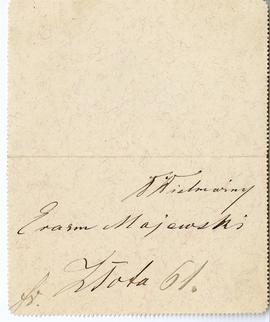 List od Szczęsnego Jastrzębowskiego do Erazma Majewskiego (rękopis)  strona 1