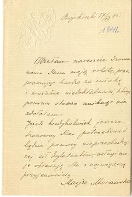 List od Marii Morawskiej do Erazma Majewskiego (rękopis)  strona 1