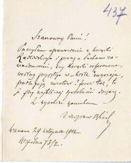 List od Zdzisława Dębickiego do Erazma Majewskiego (rękopis)  strona 1