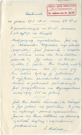 Rękopis listu Heleny Nedelowej do Józefa Żurowskiego (niedatowany) w sprawie należności za przepr...