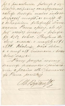 List od Aleksandra Bydłowskiego do Erazma Majewskiego (rękopis)  strona 2