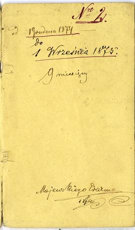Notes nr 2 z okresu  01.12.1874 r.-01.09.1875 r. Wyklejka z odręcznymi notatkami Erazma Majewskie...