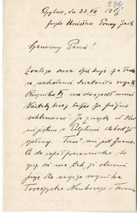 List od Kazimierza Chmieleckiego do Erazma Majewskiego (rękopis)  strona 1