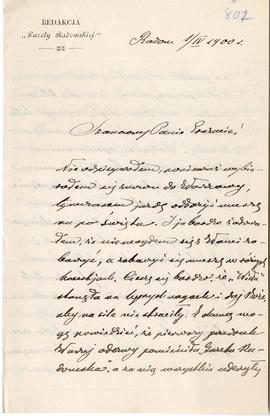 List od Szczęsnego Jastrzębowskiego do Erazma Majewskiego (rękopis)  strona 1