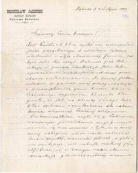 List od Bronisława Jasińskiego do Erazma Majewskiego (rękopis)  strona 1