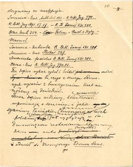 Rękopis Erazma Majewskiego - fragmenty recenzji (wersja 1) pracy J. Rostafińskiego „Średniowieczn...