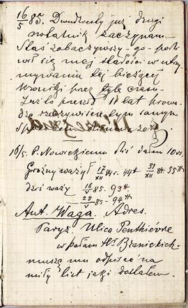 Notes nr 22 z wpisami odręcznymi  Erazma Majewskiego z okresu od 15.05.1885 r. - 08.09.1885 r.  s...