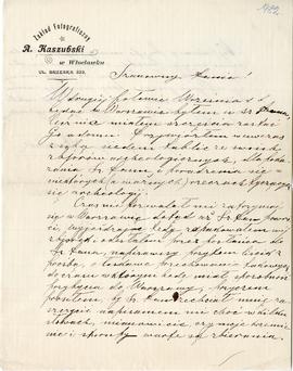 List od A. Kaszubskiego do Erazma Majeskiego (rękopis), strona 1