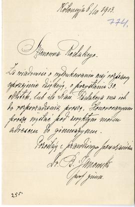 List od Benona Janowskiego do Erazma Majewskiego (rękopis)  strona 1