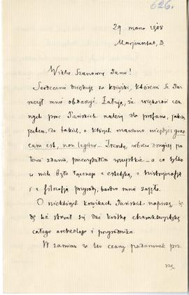 List od Wiktora Gomulickiego do Erazma Majewskiego (rękopis)  strona 1