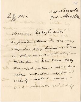 List od Edwarda Horwatta do Erazma Majewskiego (rękopis)  strona 1