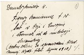 Fiszka z odręcznymi notatkami bibliograficznymi Józefa Żurowskiego  strona 1: "Demetrykiewic...