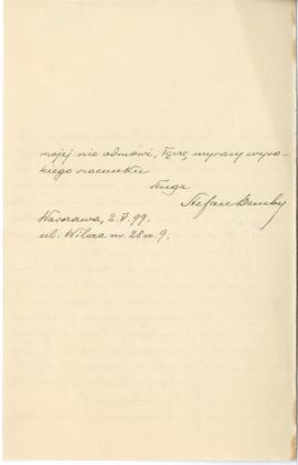 List od Stefana Demby do Erazma Majewskiego (rękopis)  strona 2